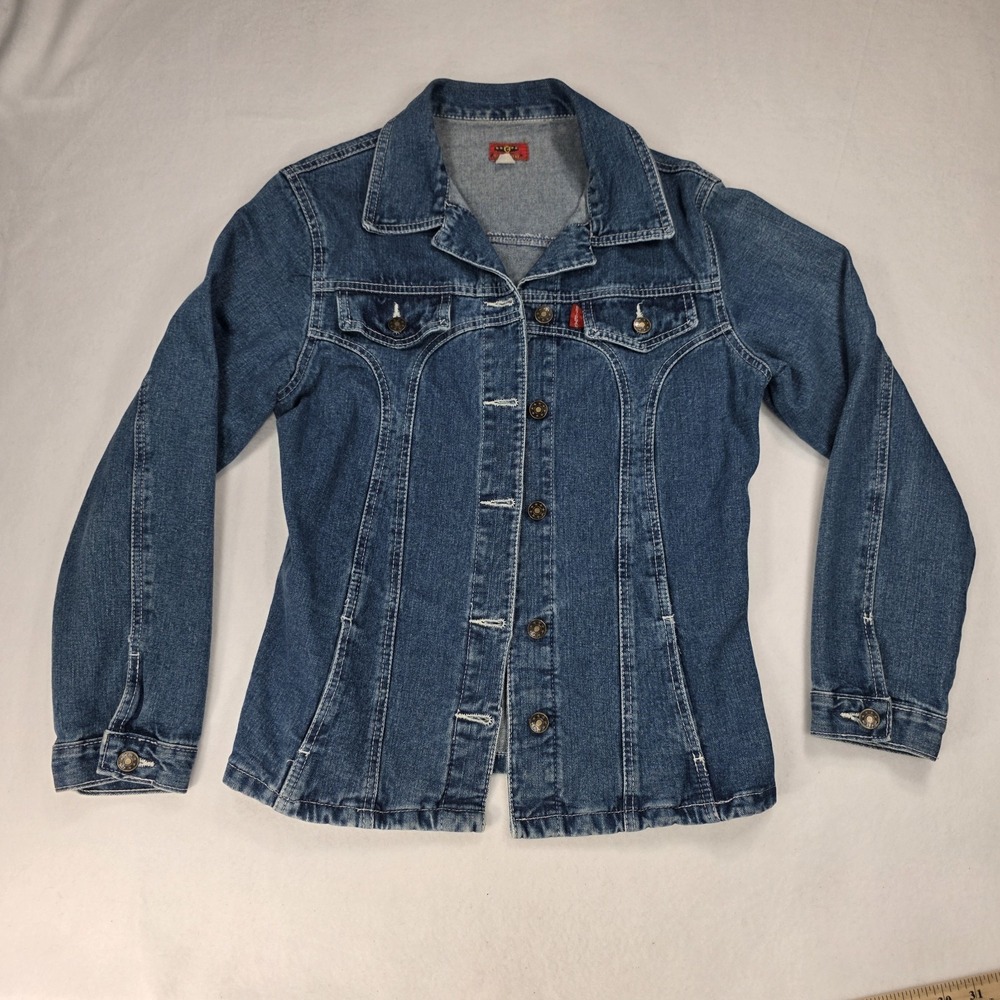 Vintage Y2K Continental Contoured Denim Jacket Fitted Tailored Blazer M
